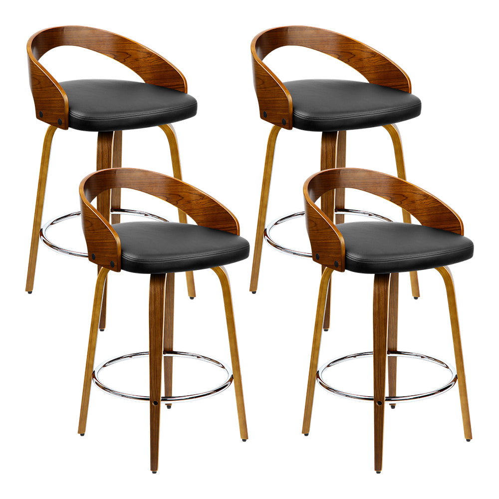 artiss 4x bar stools swivel seat curving backrest