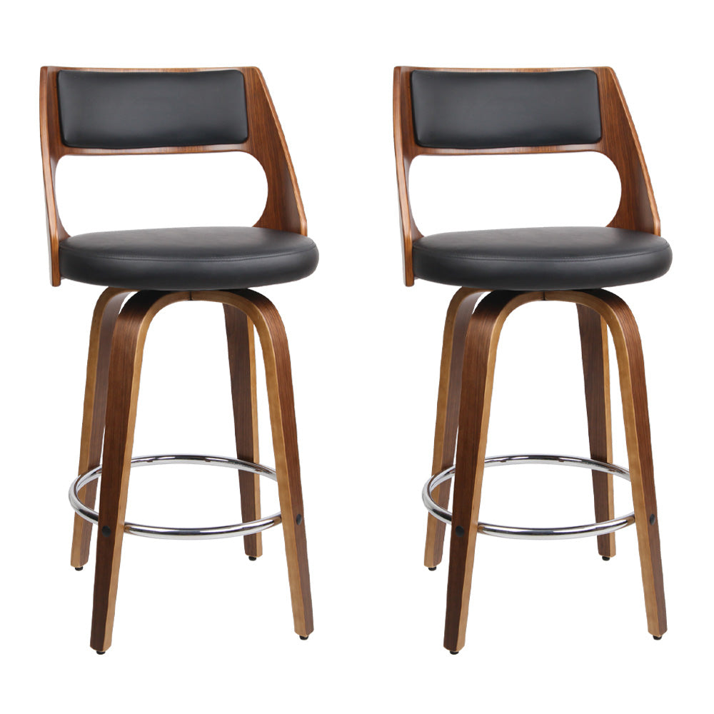 artiss 2x bar stools swivel leather chair 65cm