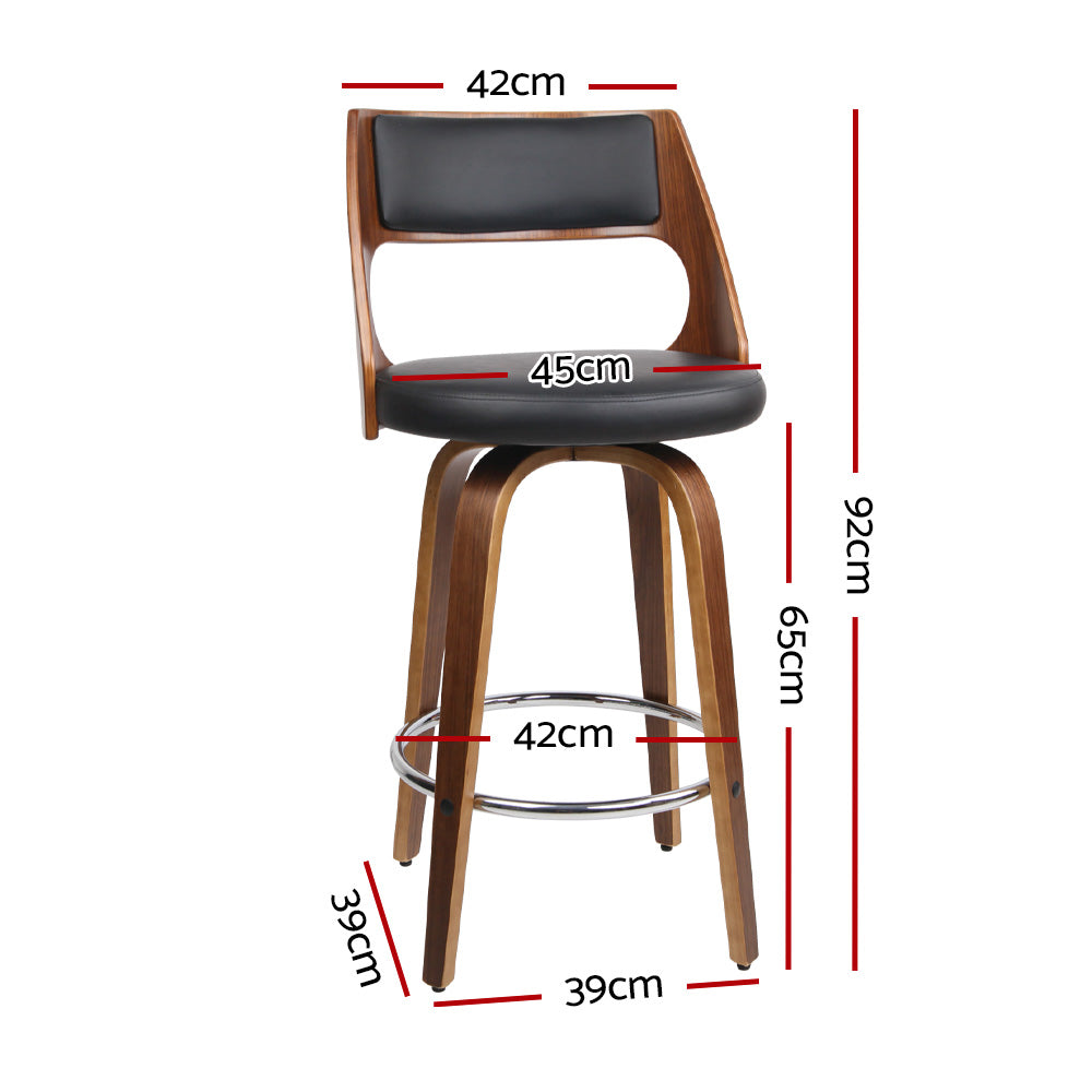 artiss 2x bar stools swivel leather chair 65cm