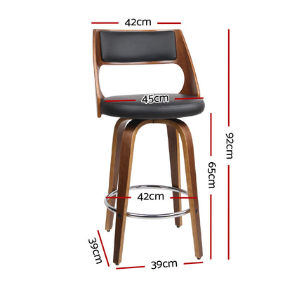 Artiss 2x Bar Stools Swivel Leather Chair 65cm