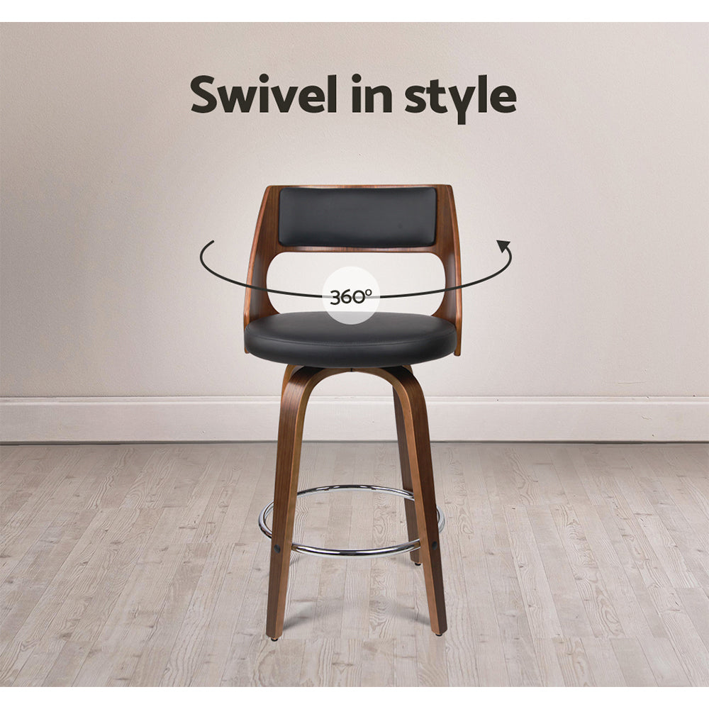 artiss 2x bar stools swivel leather chair 65cm