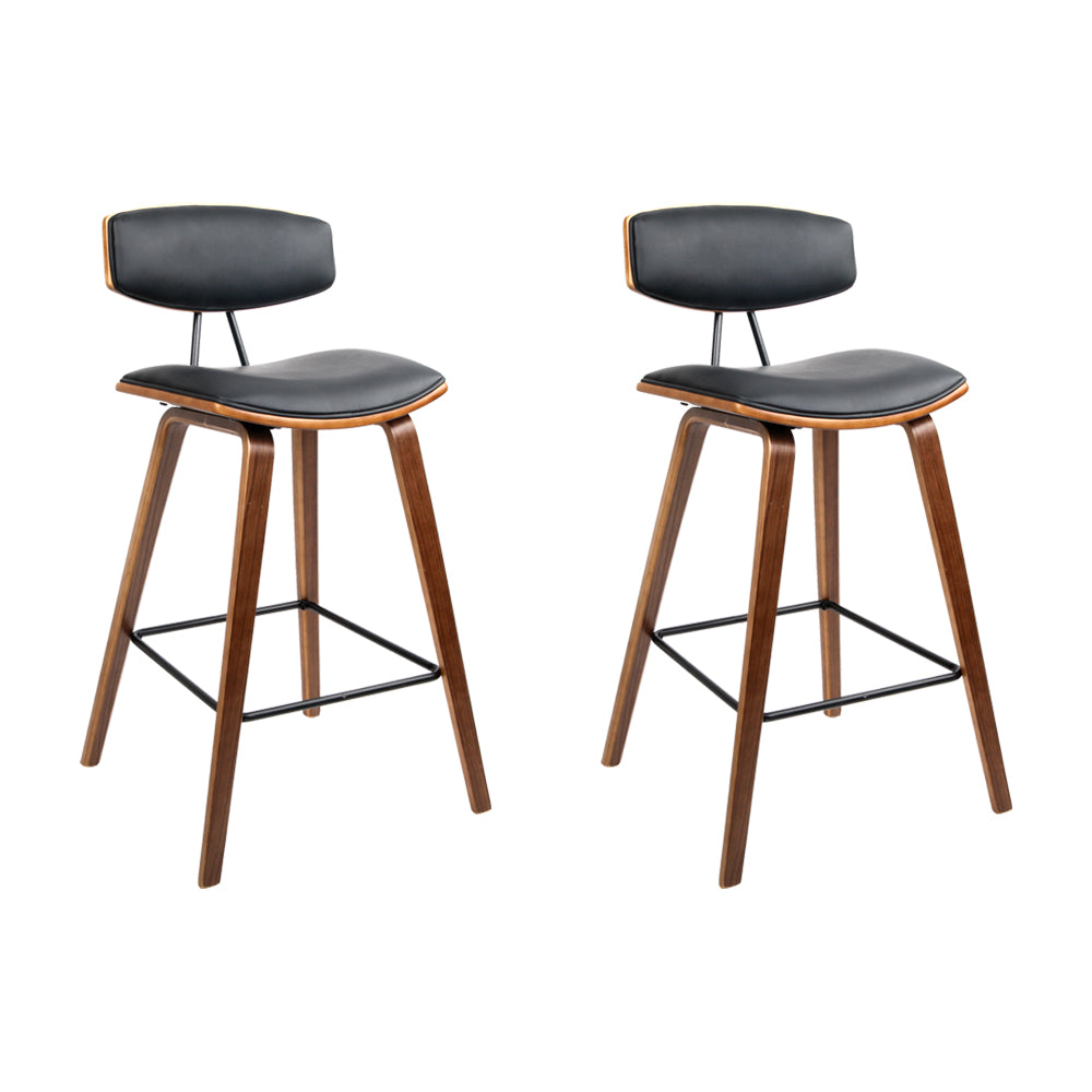 artiss 2x bar stools leather padded w/backrest