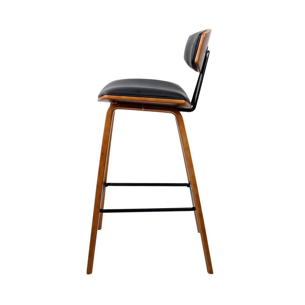 artiss 2x bar stools leather padded w/backrest