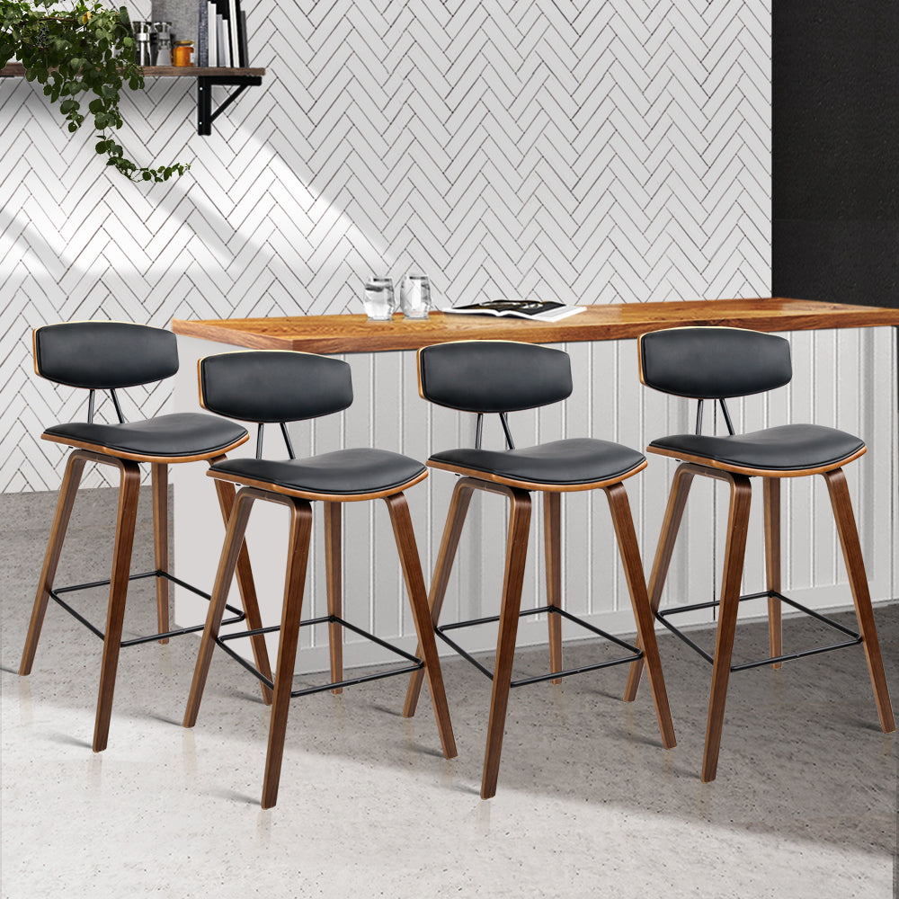 artiss 4x bar stools leather padded w/backrest