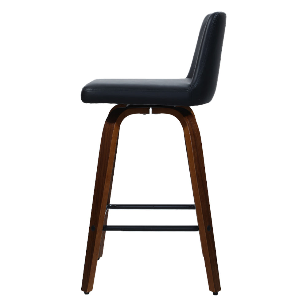 artiss 2x bar stools swivel leather padded wooden