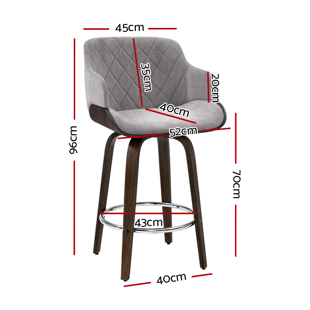 artiss 2x bar stools swivel velvet padded wooden