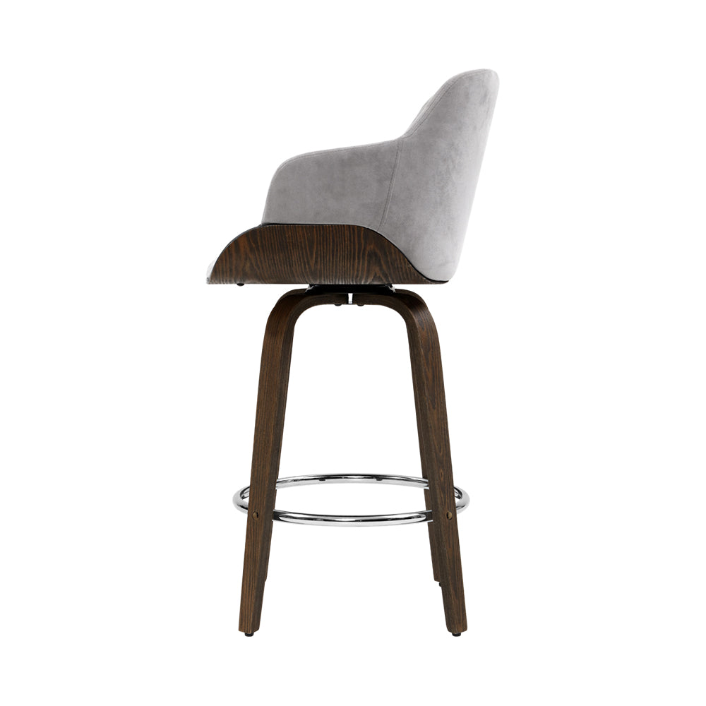 artiss 2x bar stools swivel velvet padded wooden