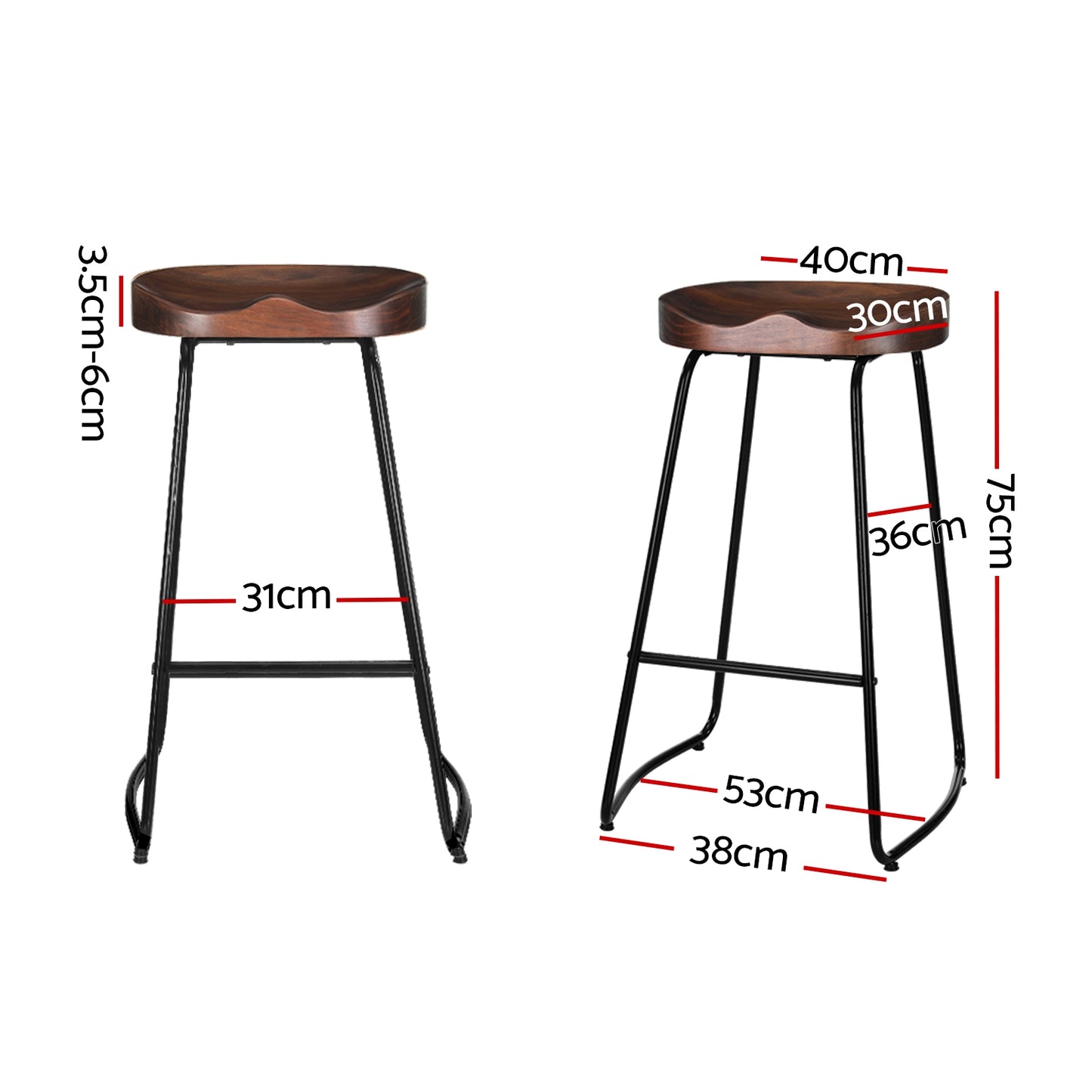 artiss 4x bar stools tractor seat 75cm black