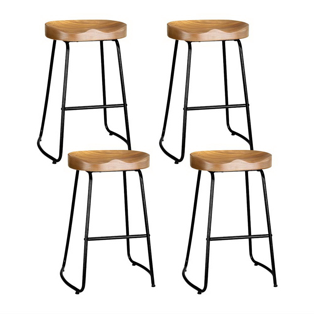 artiss 4x bar stools tractor seat 65cm wooden