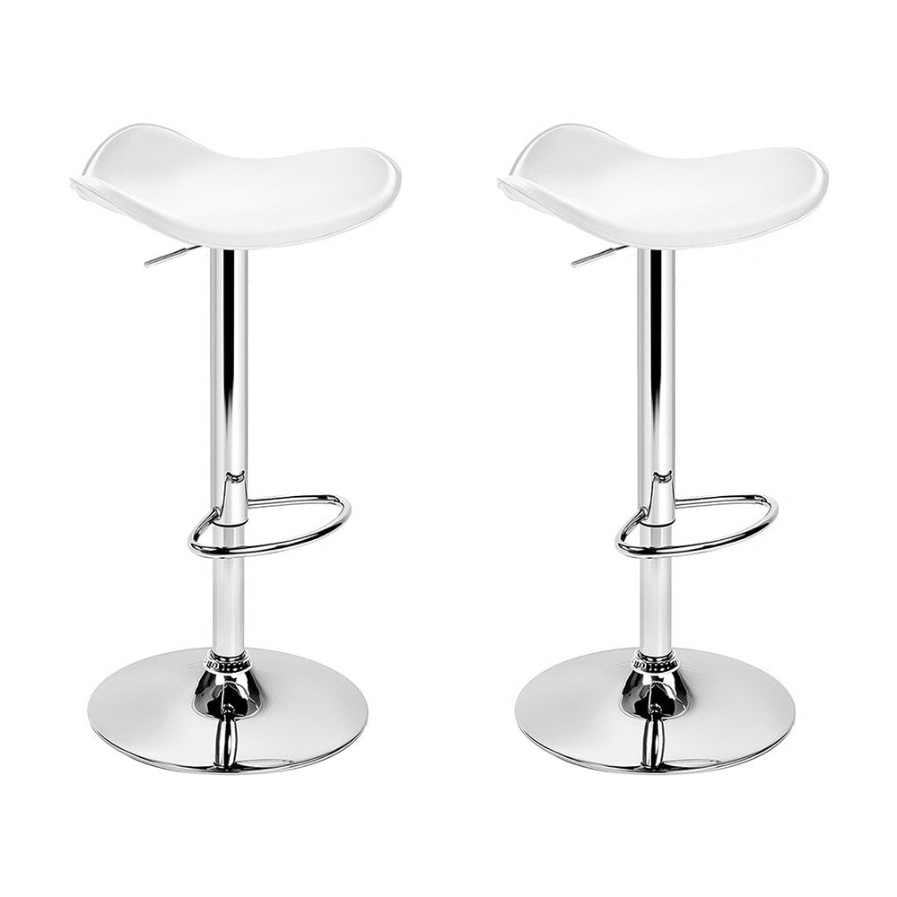 artiss 2x bar stools leather gas lift chair white