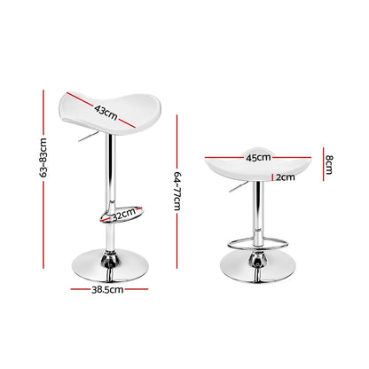 Artiss 2x Bar Stools Leather Gas Lift Chair White