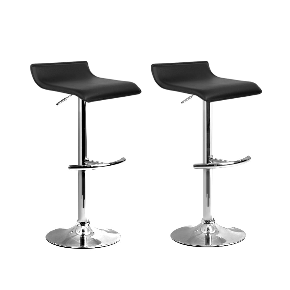 artiss 2x bar stools adjustable gas lift chairs black