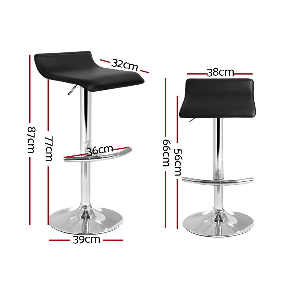 artiss 2x bar stools adjustable gas lift chairs black