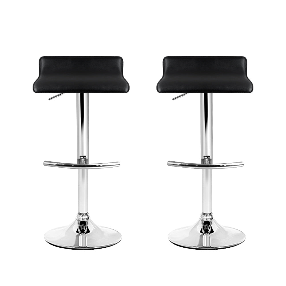 artiss 2x bar stools adjustable gas lift chairs black