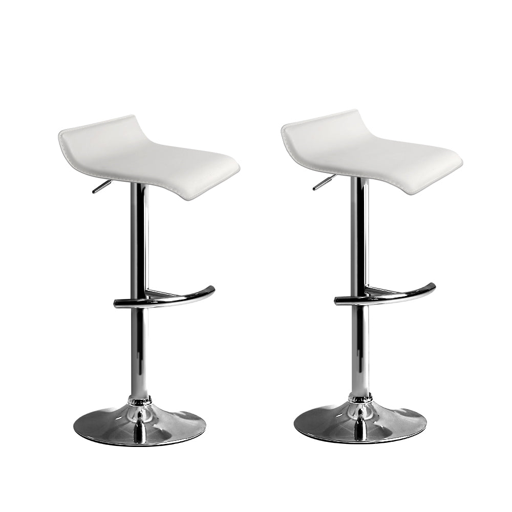 artiss 2x bar stools adjustable gas lift chairs white