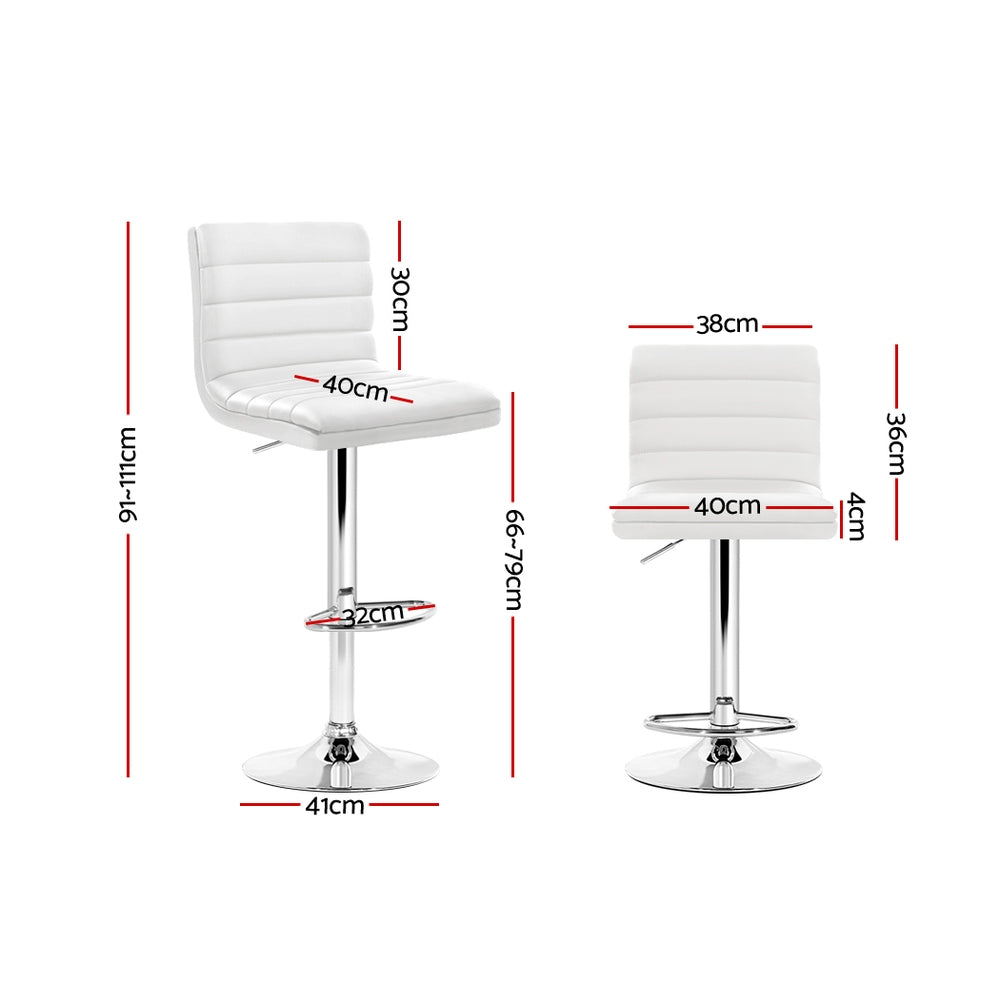 artiss 2x bar stools padded leather gas lift white