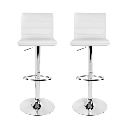 Artiss 2x Bar Stools Padded Leather Gas Lift White