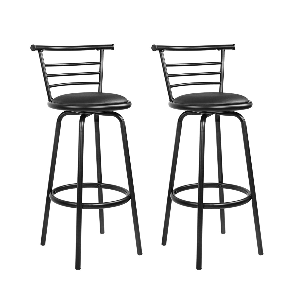 artiss 2x bar stools swivel leather padded metal