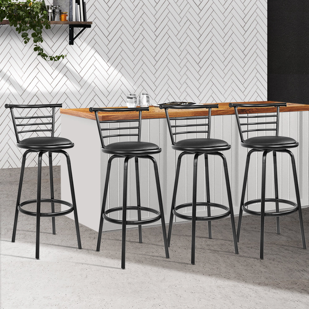 artiss 4x bar stools swivel leather padded metal