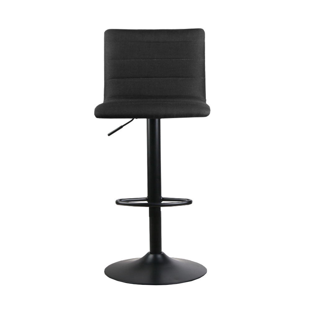 artiss 2x bar stools gas lift linen fabric black