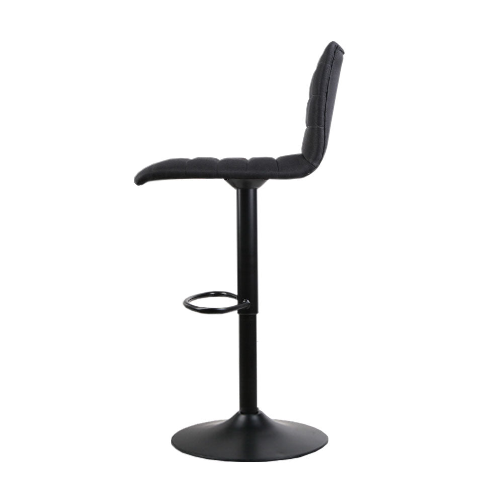 artiss 2x bar stools gas lift linen fabric black