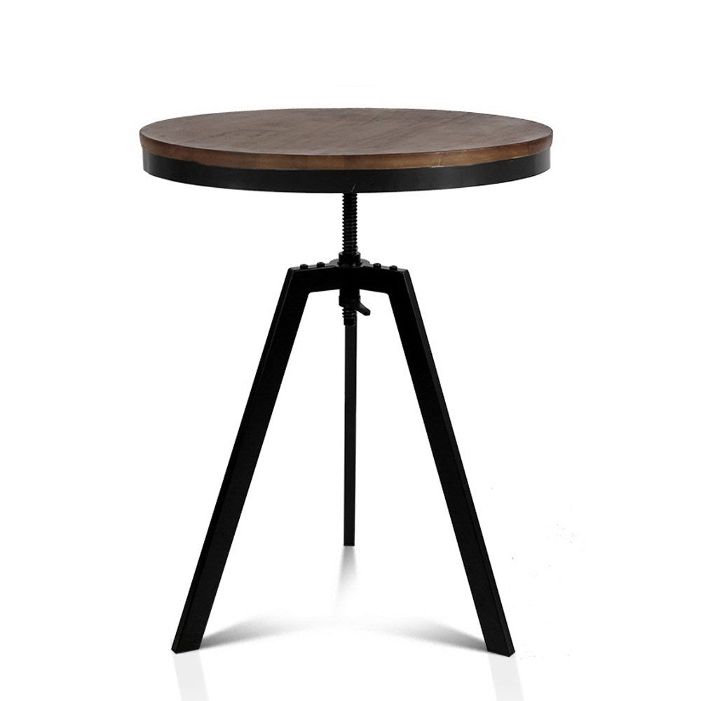 artiss bar table 67-86cm height round brown