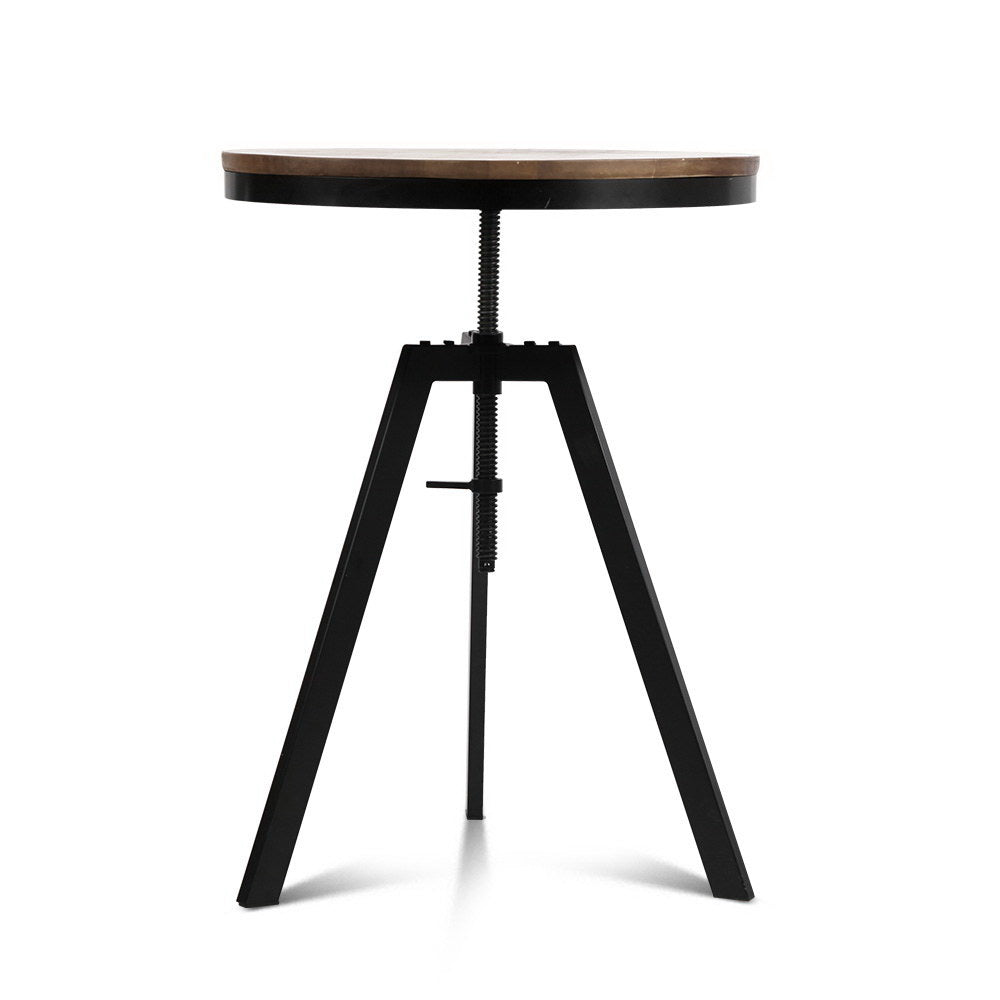 artiss bar table 67-86cm height round brown