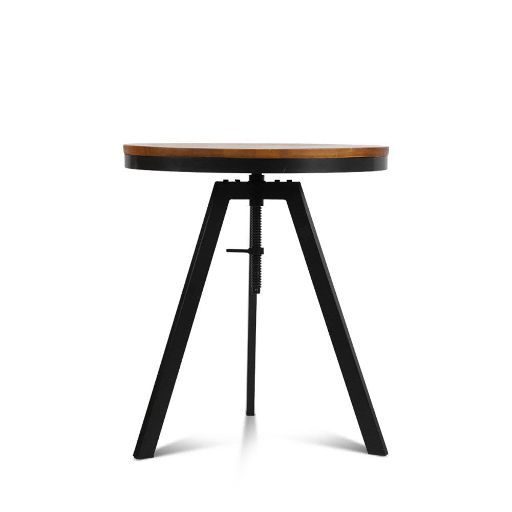 artiss bar table 67-86cm height round brown