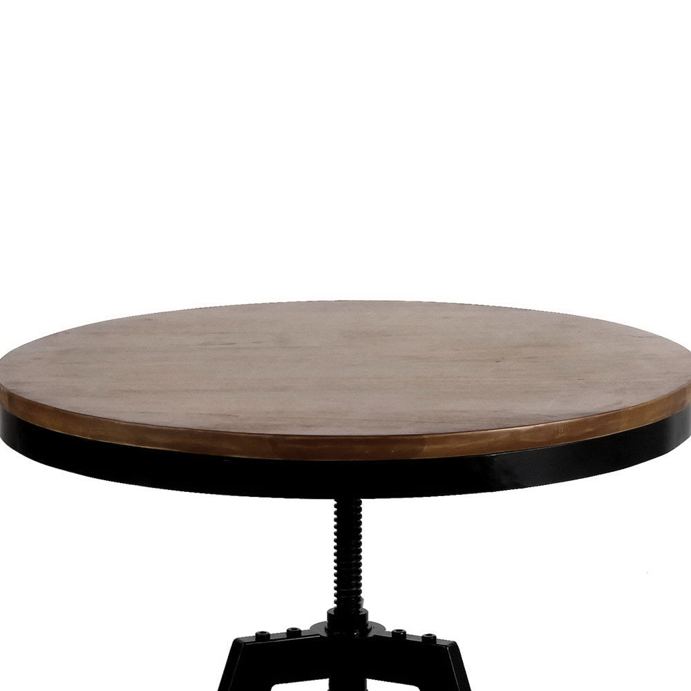 artiss bar table 67-86cm height round brown