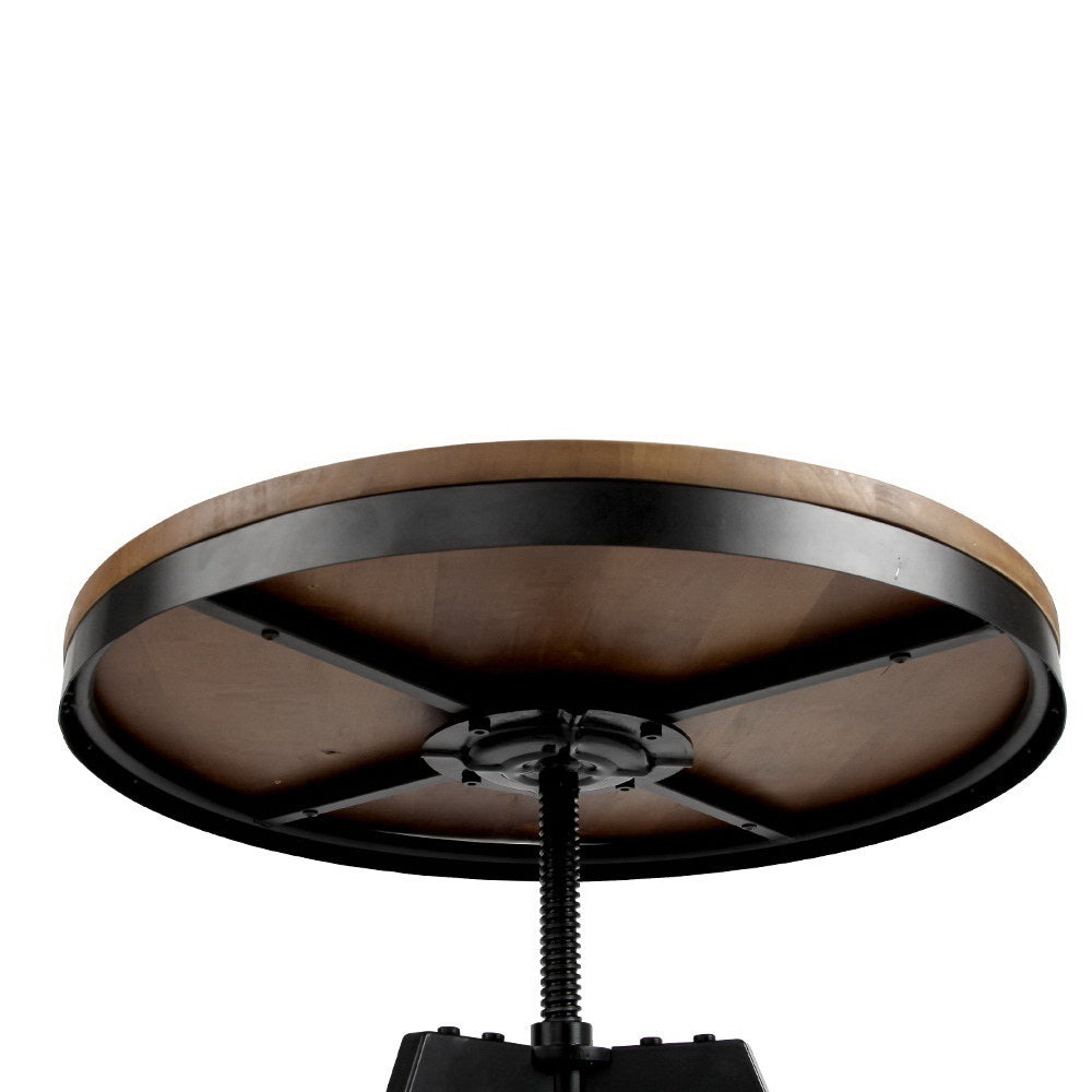 artiss bar table 67-86cm height round brown