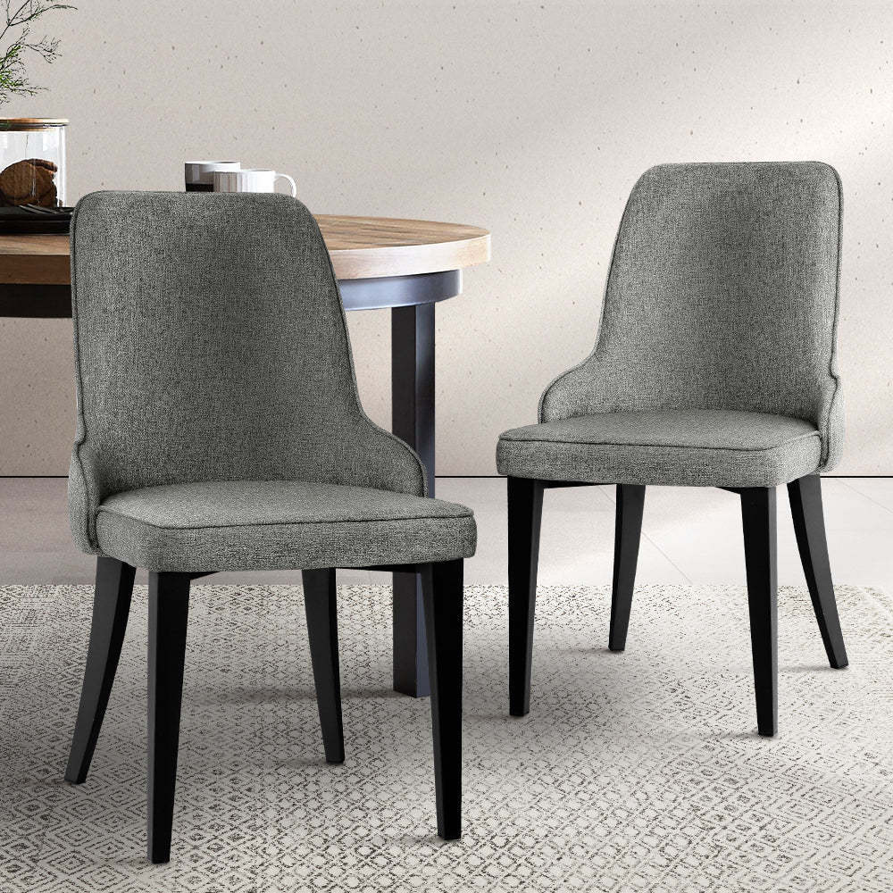 artiss dining chairs set of 2 linen fabric grey