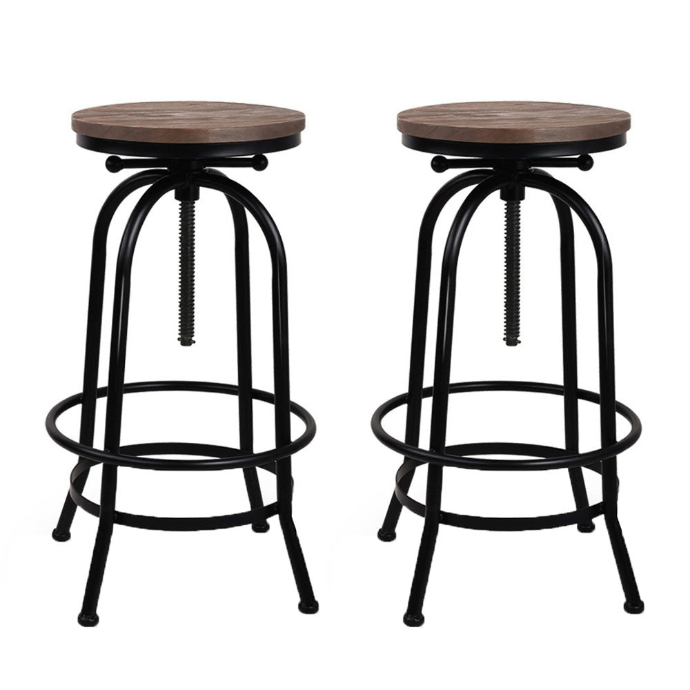 artiss 2x bar stools adjustable wood chairs