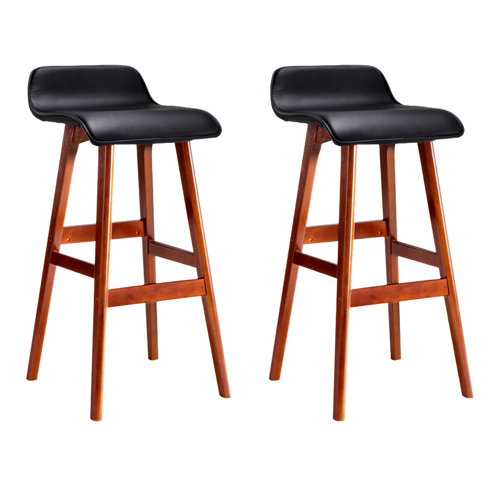 artiss 2x bar stools wooden stool black