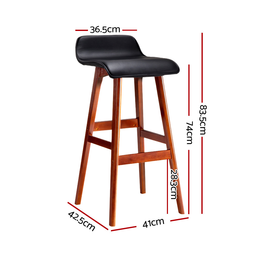 artiss 2x bar stools wooden stool black