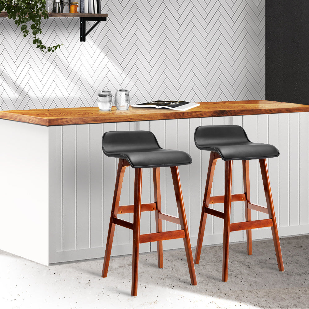 artiss 2x bar stools wooden stool black