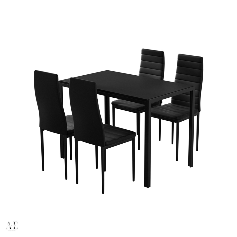 artiss dining chairs and table - black