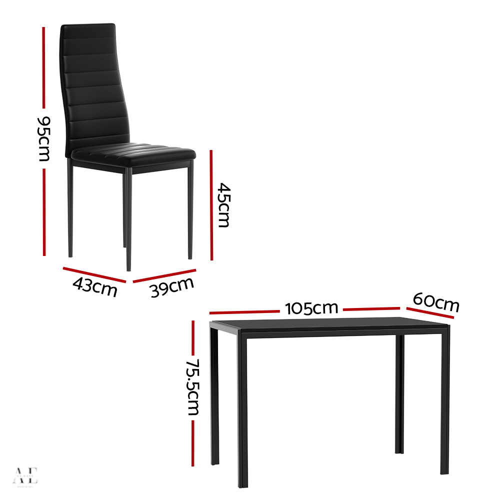 artiss dining chairs and table - black