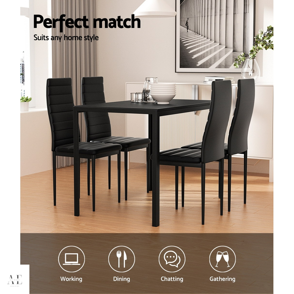 artiss dining chairs and table - black