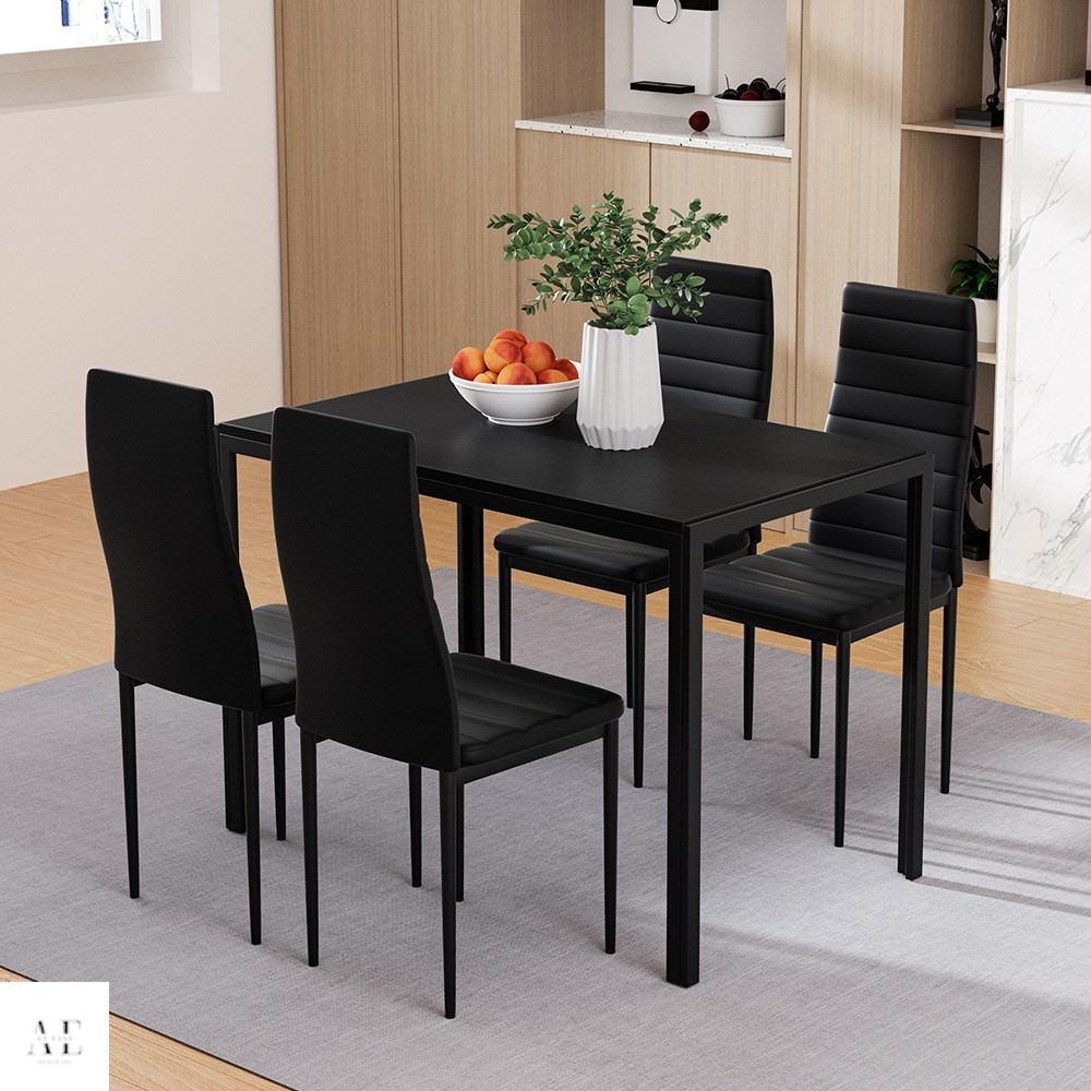 artiss dining chairs and table - black