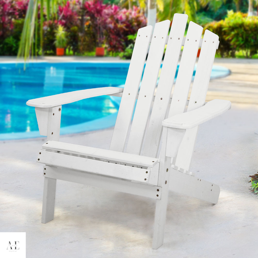 Wooden Foldable Beach Chair - White