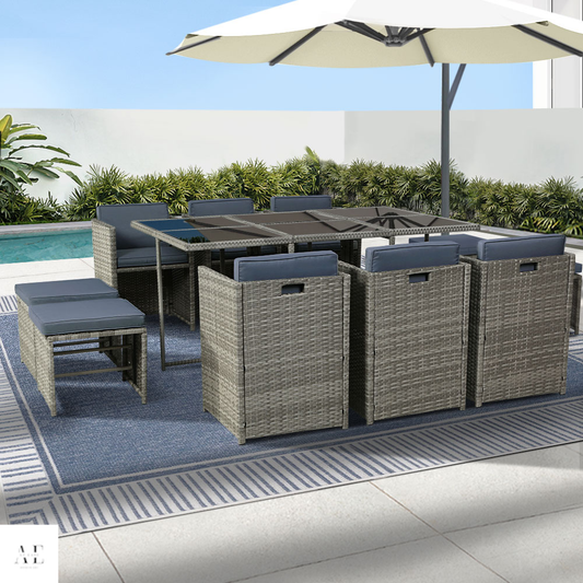 Outdoor Dining Set - Grey (11pcs)