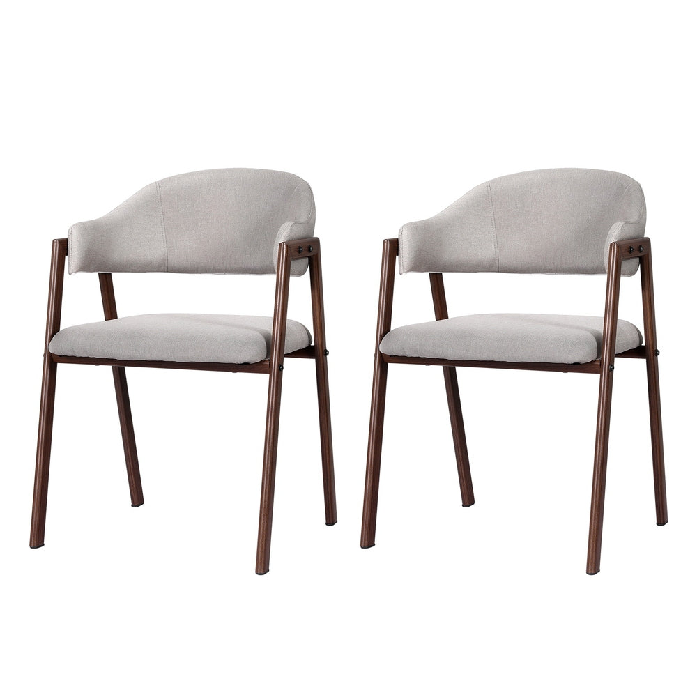 artiss dining chairs set of 2 linen hollow armchair grey