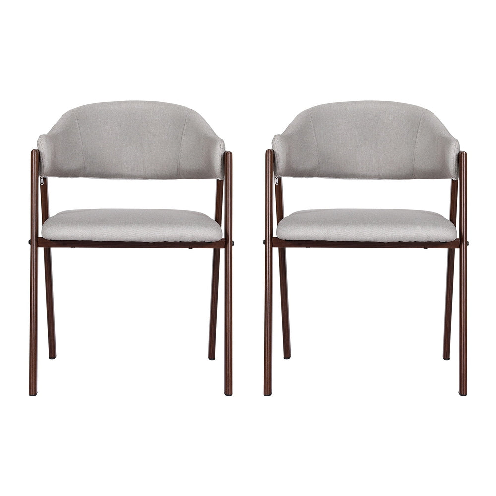 artiss dining chairs set of 2 linen hollow armchair grey