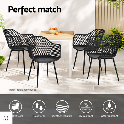 Outdoor Dining Chairs - Black (4pcs)