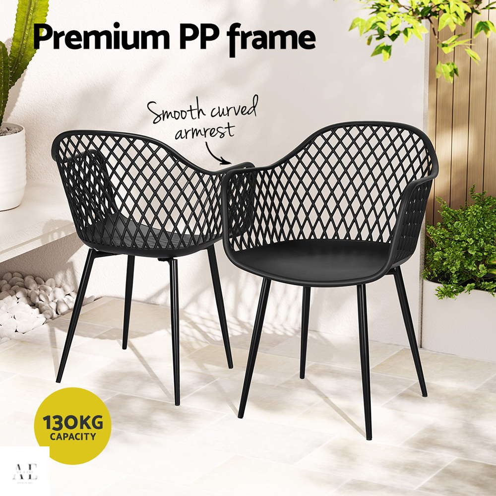 outdoor dining chairs - black (4pcs)