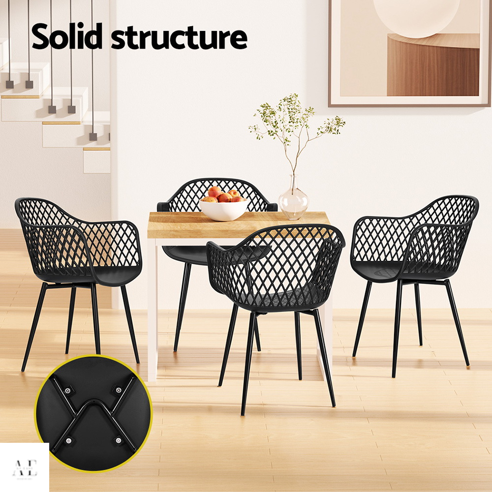 outdoor dining chairs - black (4pcs)