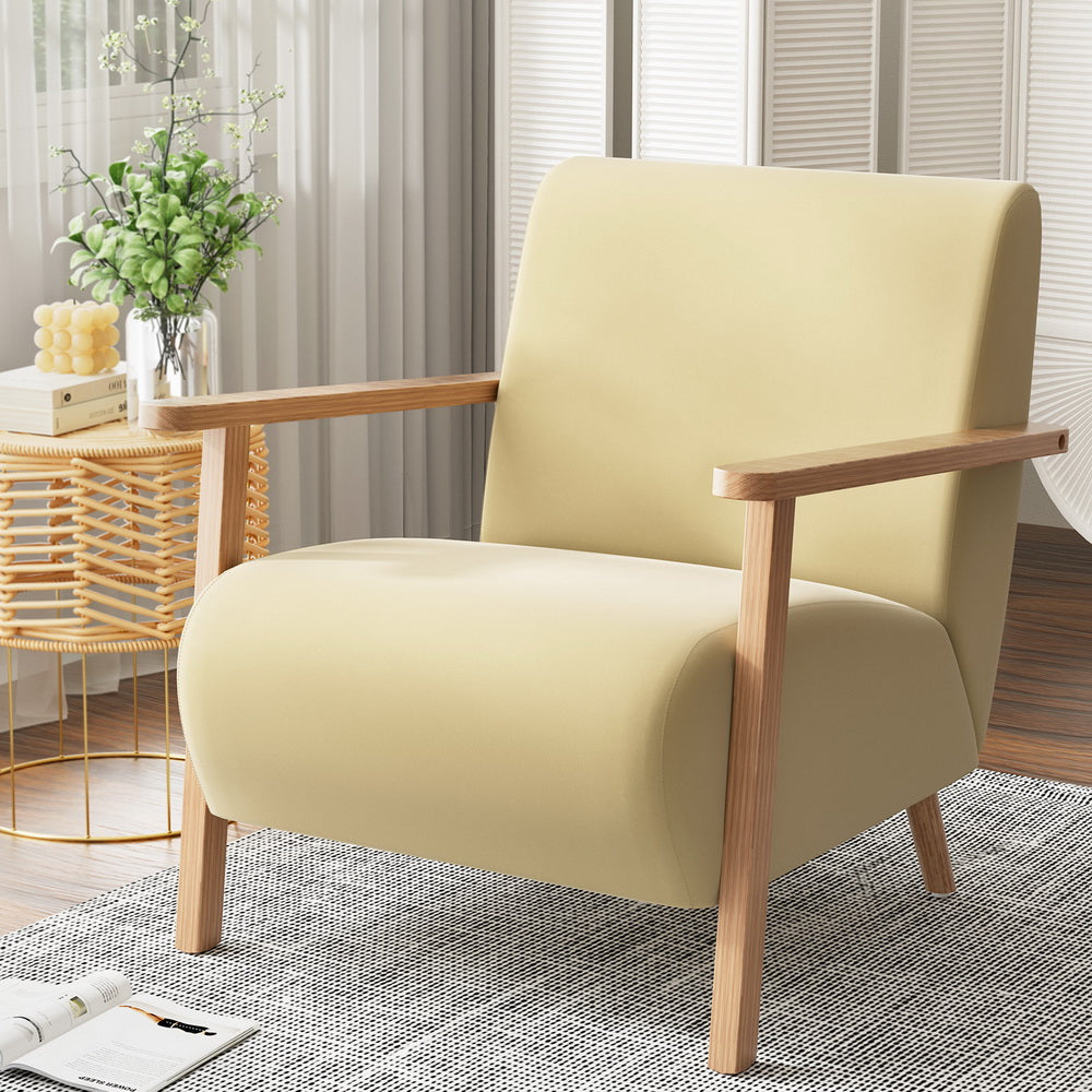 artiss armchair velvet yellow olie