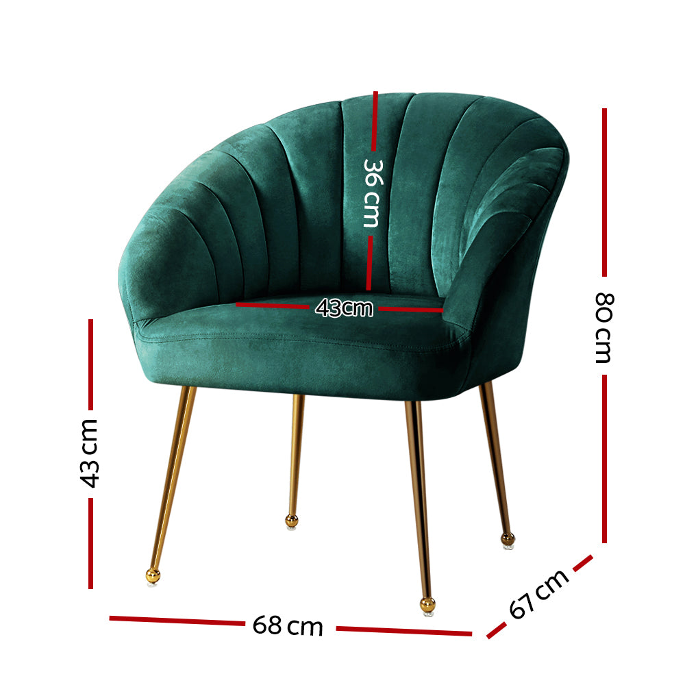 artiss armchair velvet green eloise