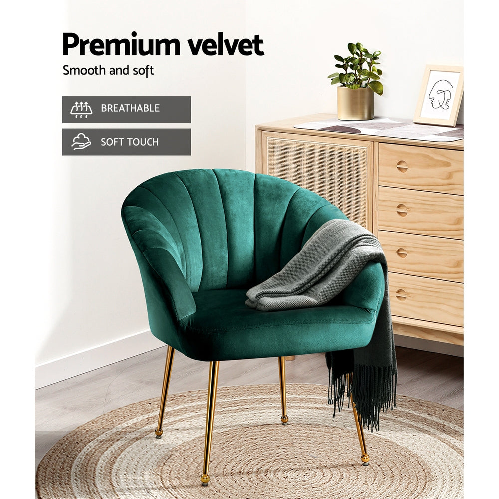 artiss armchair velvet green eloise