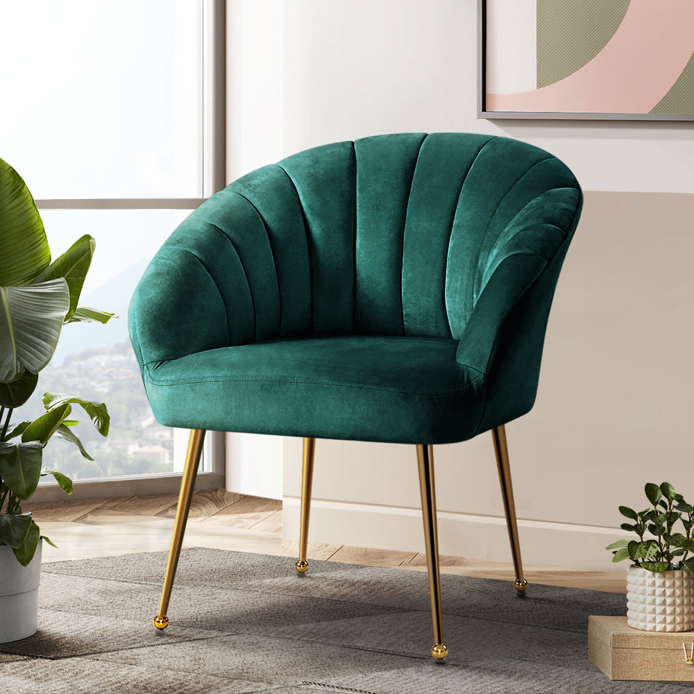 artiss armchair velvet green eloise